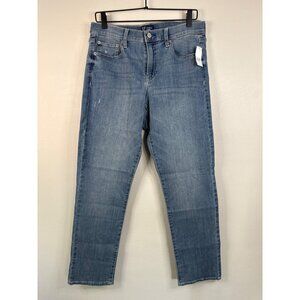 NWT Gap Denim Classic Straight Leg Jeans Regular Light Wash Distressed Look 12/3